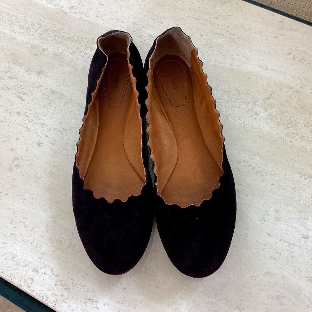 CHLOE black suede ballet style shoes
